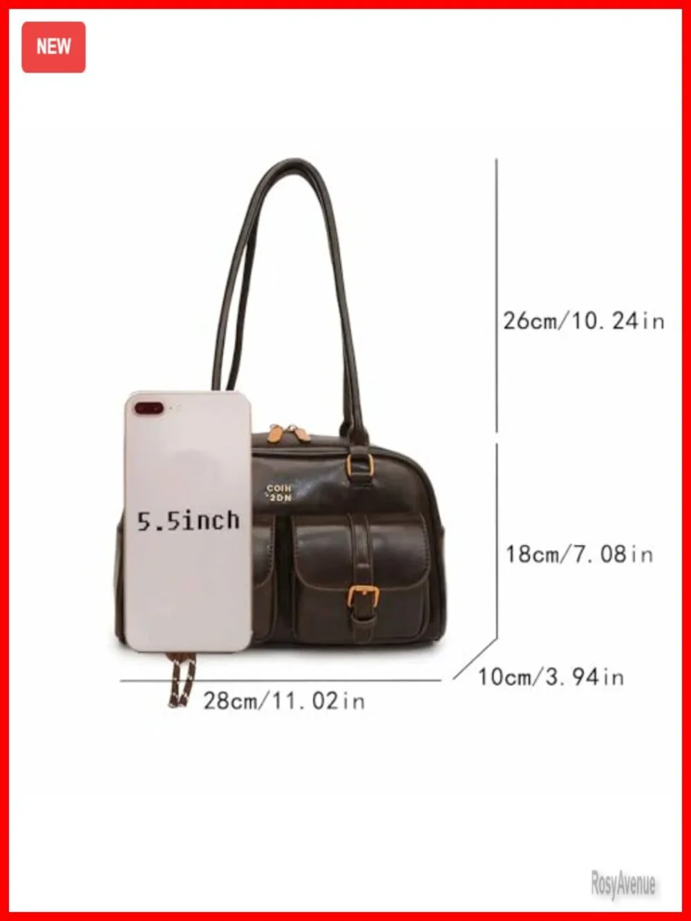 Vintage Style Faux Leather Hobo Shoulder Bag with Double Front Pockets